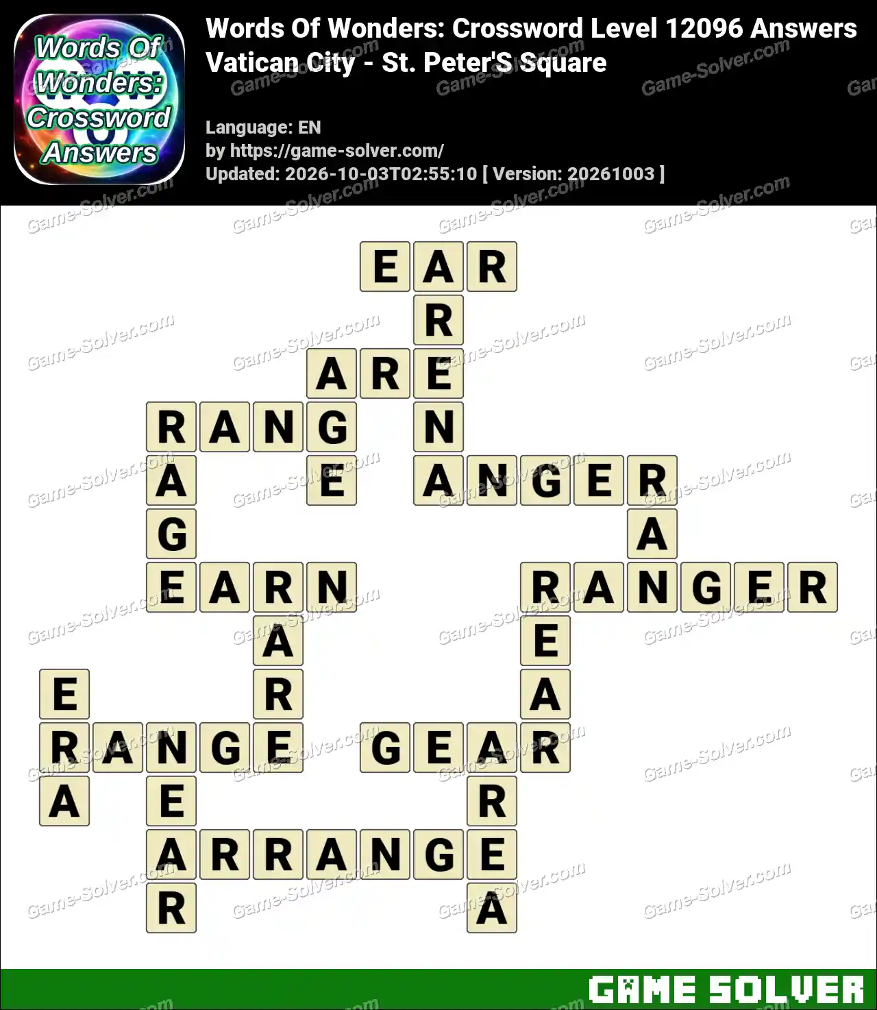 Words Of Wonders: Crossword Level 12096 Answers – Vatican City – St. Peter’S Square